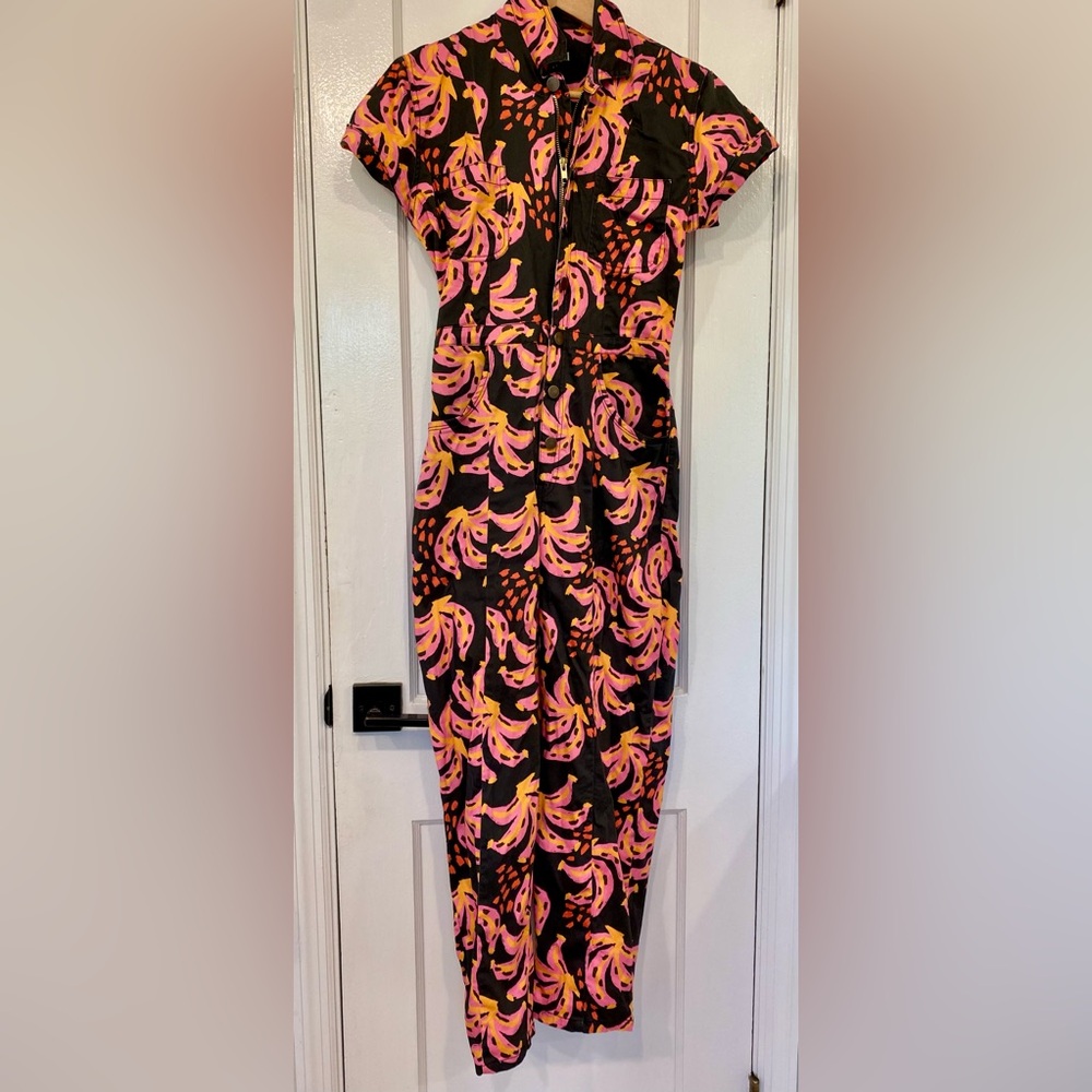 Women’s Mixed by Nasrin Pink Nana Jumpsuit Pink & Yellow Print size S